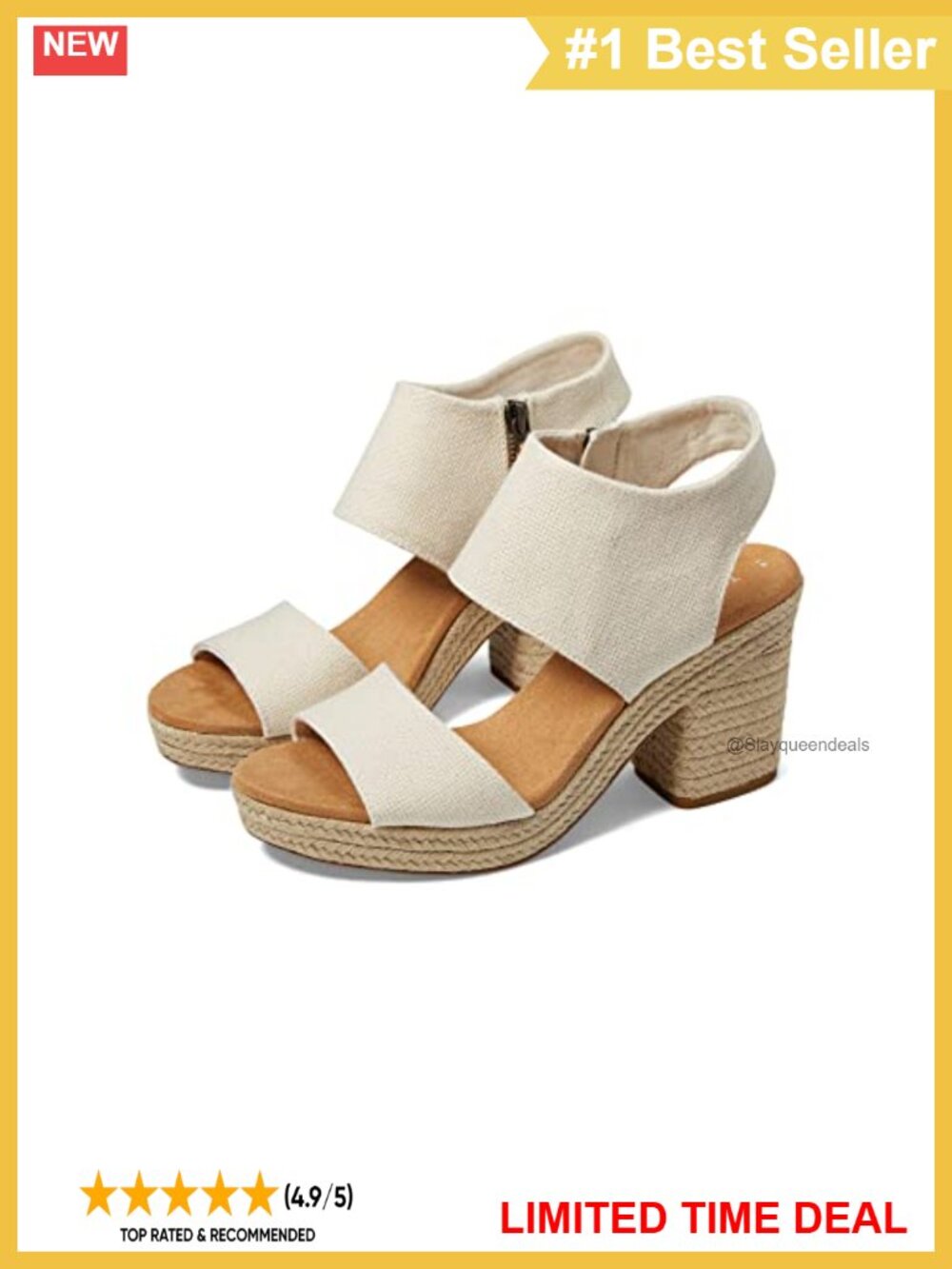 TOMS Platform Sandal Textile Leather Ankle Strap Zip Block Heel